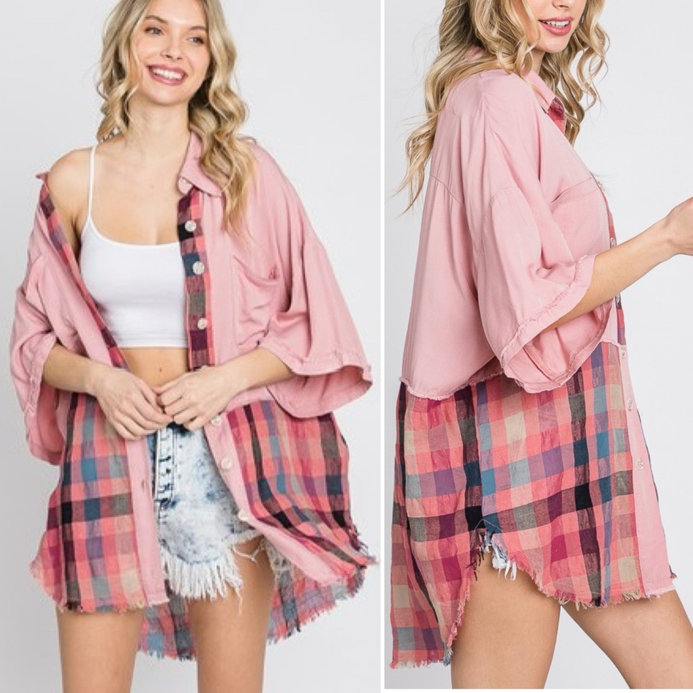 Pink Plaid Women's Top